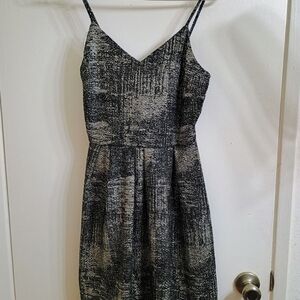 Monteau Black and Gold Textured Mini Dress